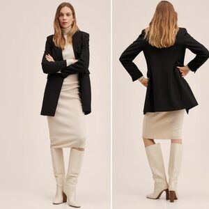 MANGO MNG l Black Fitted Long Double Breasted Coat Fall Winter Casual Work NWT M